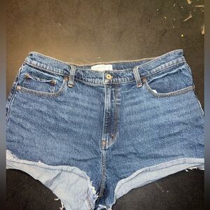 Abercrombie & Fitch Blue Jean Shorts with Frayed Hem